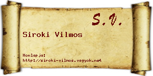 Siroki Vilmos névjegykártya